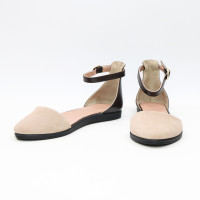 Босоножки из шоколадной кожи и замши оттенка бледный персик Арт. 01-2VG