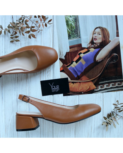 Босоніжки з рудої шкіри на підборах Арт. 456-4/53Ок