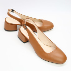 Босоніжки з рудої шкіри на підборах Арт. 456-4/53Ок