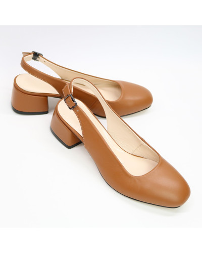 Босоніжки з рудої шкіри на підборах Арт. 456-4/53Ок