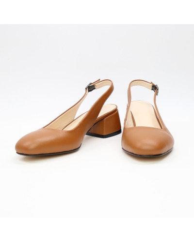 Босоніжки з рудої шкіри на підборах Арт. 456-4/53Ок