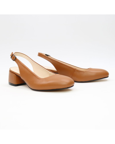 Босоніжки з рудої шкіри на підборах Арт. 456-4/53Ок