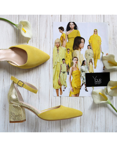 Босоніжки жовтого кольору з гострим носом Арт. 657-4/47Ок