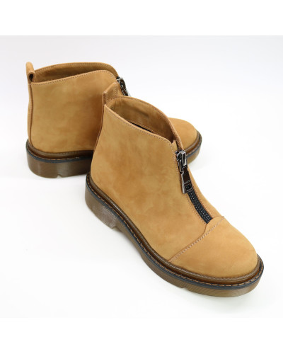Ботинки из рыжего нубука с молнией спереди Арт. As-7/025
