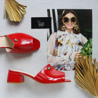 Лакові червоні мюлі Арт. 456-2/53Ок