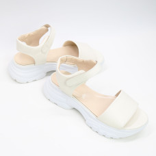 Сандалі з бежевої шкіри на липучках Арт. 10-24/193