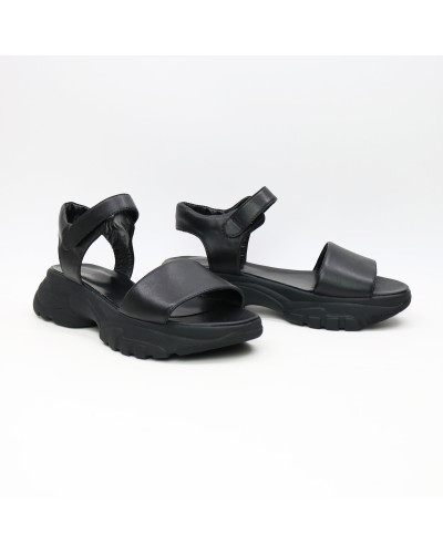 Сандалі з чорної шкіри на липучках Арт. 10-24/193