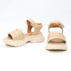 Сандалі з карамельної шкіри на липучках Арт. 10-24/193(B2)