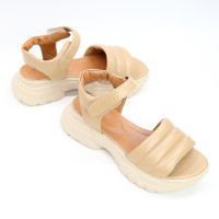 Сандалі з карамельної шкіри на липучках Арт. 10-24/193(B2)