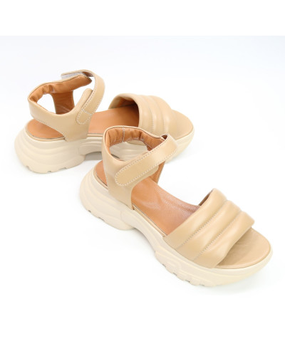 Сандалі з карамельної шкіри на липучках Арт. 10-24/193(B2)