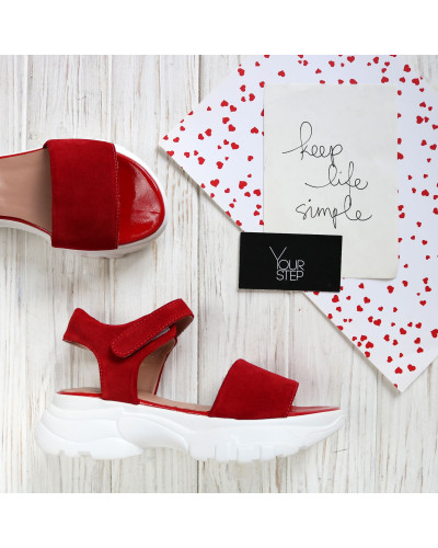 Сандалі червоного кольору на липучках Арт. 10-24/193