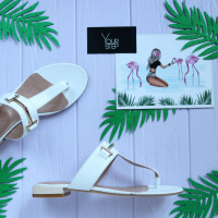 В'єтнамки з білої шкіри Арт. 10-32/33-2578