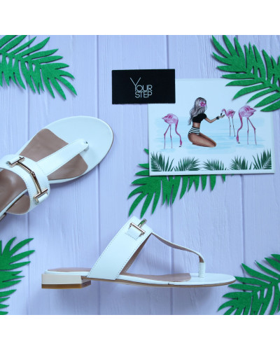 В'єтнамки з білої шкіри Арт. 10-32/33-2578