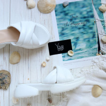 Шльопанці з білої шкіри Арт. 10-25/194