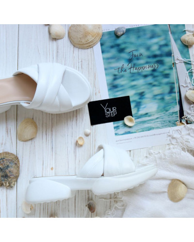 Шльопанці з білої шкіри Арт. 10-25/194