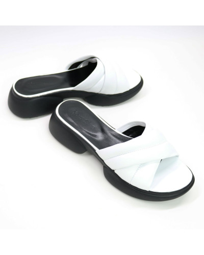 Шльопанці з білої шкіри Арт. 10-25/194