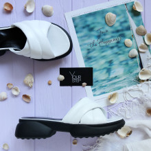 Шльопанці з білої шкіри Арт. 10-25/194