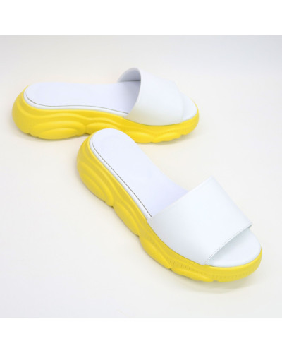 Шльопанці з білої шкіри Арт. 10-9/197