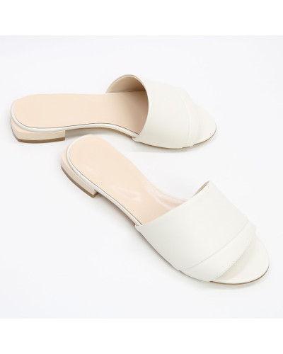 Шльопанці з бежевої шкіри Арт. 10-27/33