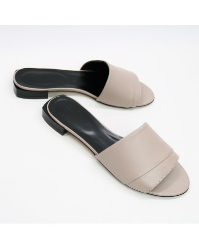 Шльопанці з бежевої шкіри Арт. 10-27/33