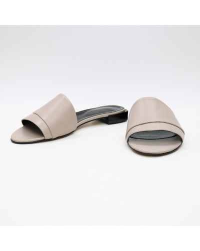 Шльопанці з бежевої шкіри Арт. 10-27/33