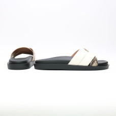 Шльопанці з бежевої шкіри зі вставкою Арт. 008-1/21067