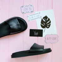 Шльопанці з чорної шкіри Арт. 228-1/21067