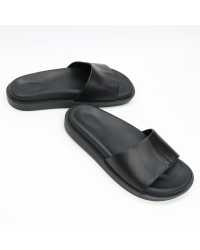 Шльопанці з чорної шкіри Арт. 228-1/21067