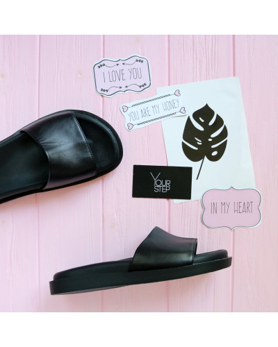 Шльопанці з чорної шкіри Арт. 228-1/21067