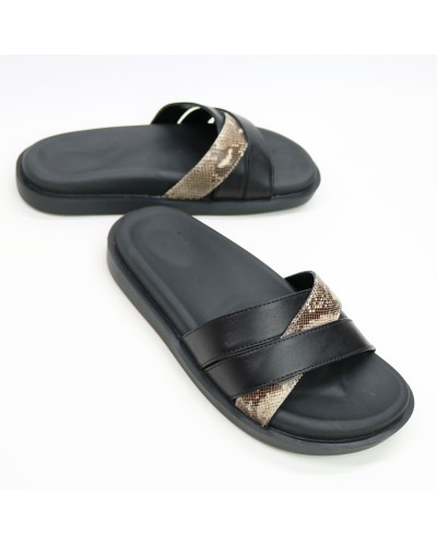 Шльопанці з чорної шкіри Арт. 008-1/21067