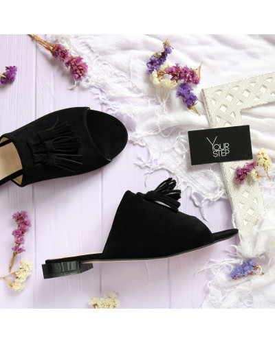 Шльопанці з чорної замші Арт. 10-30/33