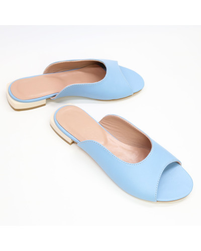 Шльопанці з блакитної шкіри Арт. 10-28/33