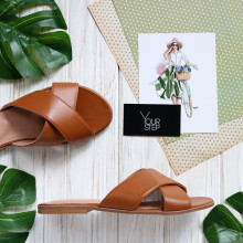 Шкіряні шльопанці рудого кольору Арт. 10-19/112