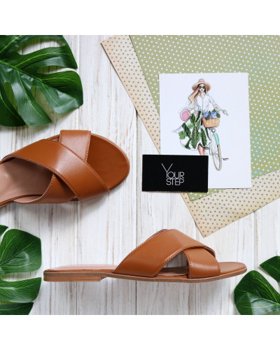 Шкіряні шльопанці рудого кольору Арт. 10-19/112