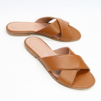 Шкіряні шльопанці рудого кольору Арт. 10-19/112