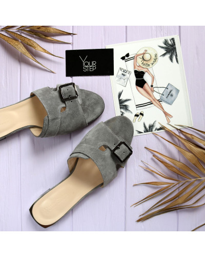 Шльопанці з сірої замші Арт.156-3/33