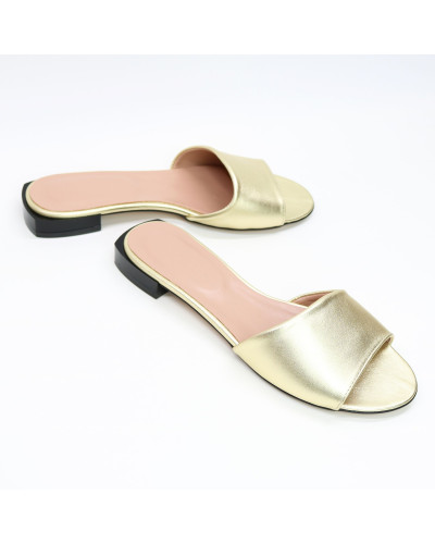 Шльопанці з золотого велюру Арт. 10-26/33