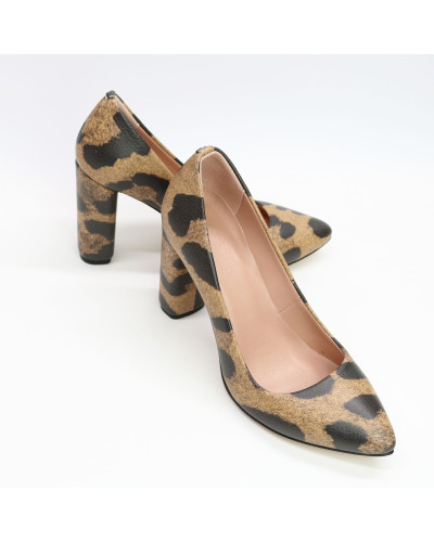 Туфлі-човники зі шкіри з принтом Арт. 35-1/24Ок