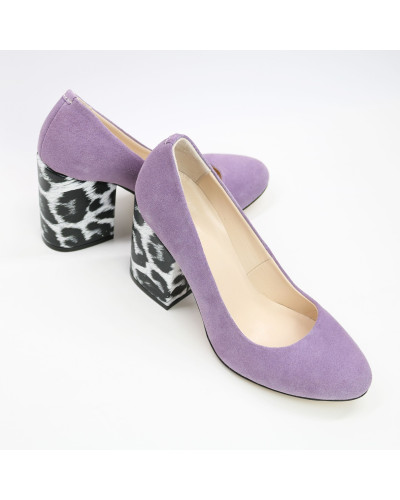 Туфли из лиловой замши на устойчивом каблуке Арт. 95-1/49Ок