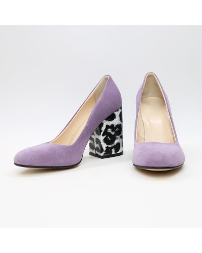 Туфли из лиловой замши на устойчивом каблуке Арт. 95-1/49Ок