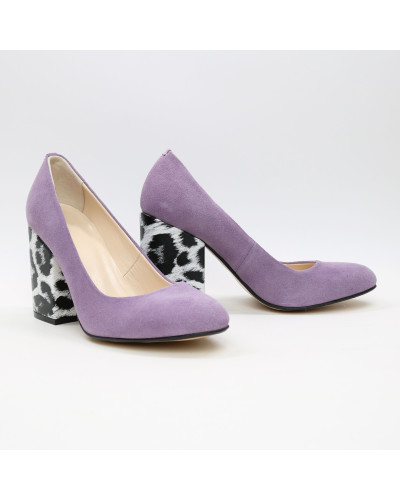 Туфли из лиловой замши на устойчивом каблуке Арт. 95-1/49Ок