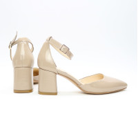 Бежеві лакові босоніжки з гострим носом Арт. 657-4/47 Ок