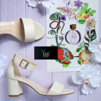 Босоніжки з бежевої шкіри на підборах Арт.: 615-3Ок