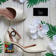 Босоніжки з бежевої шкіри Арт. 605-5/45Ок