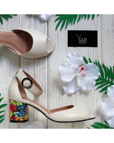 Босоніжки з бежевої шкіри Арт. 605-5/45Ок