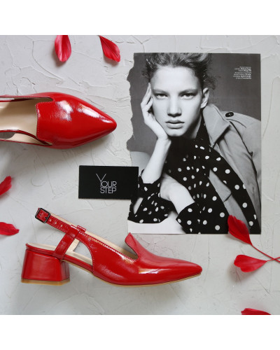 Червоні лакові босоніжки з гострим носом Арт. 457-6/53Ок