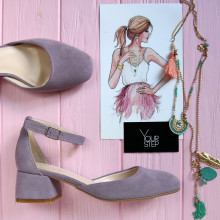 Замшеві босоніжки на низьких підборах Арт. 456-5/53Ок