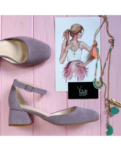 Замшеві босоніжки на низьких підборах Арт. 456-5/53Ок