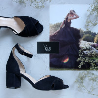 Босоніжки синього кольору на підборах Арт. 605-10/45Ок