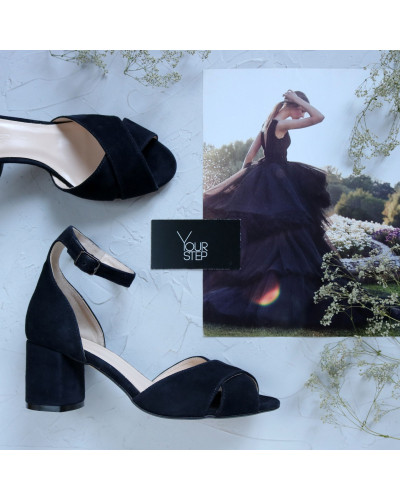 Босоніжки синього кольору на підборах Арт. 605-10/45Ок